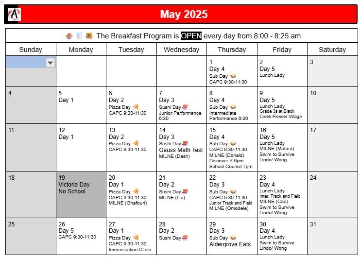 Aldergrove May 2025 Calendar